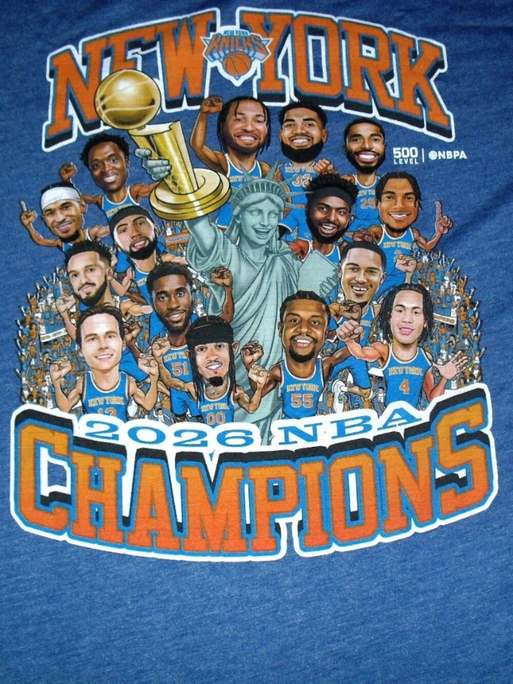New York Knicks 2026 Nba Champions Caricature Team Mens Blue T-shirt Sz. XL New